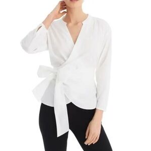 J. Crew White Cotton Wrap Top Size S